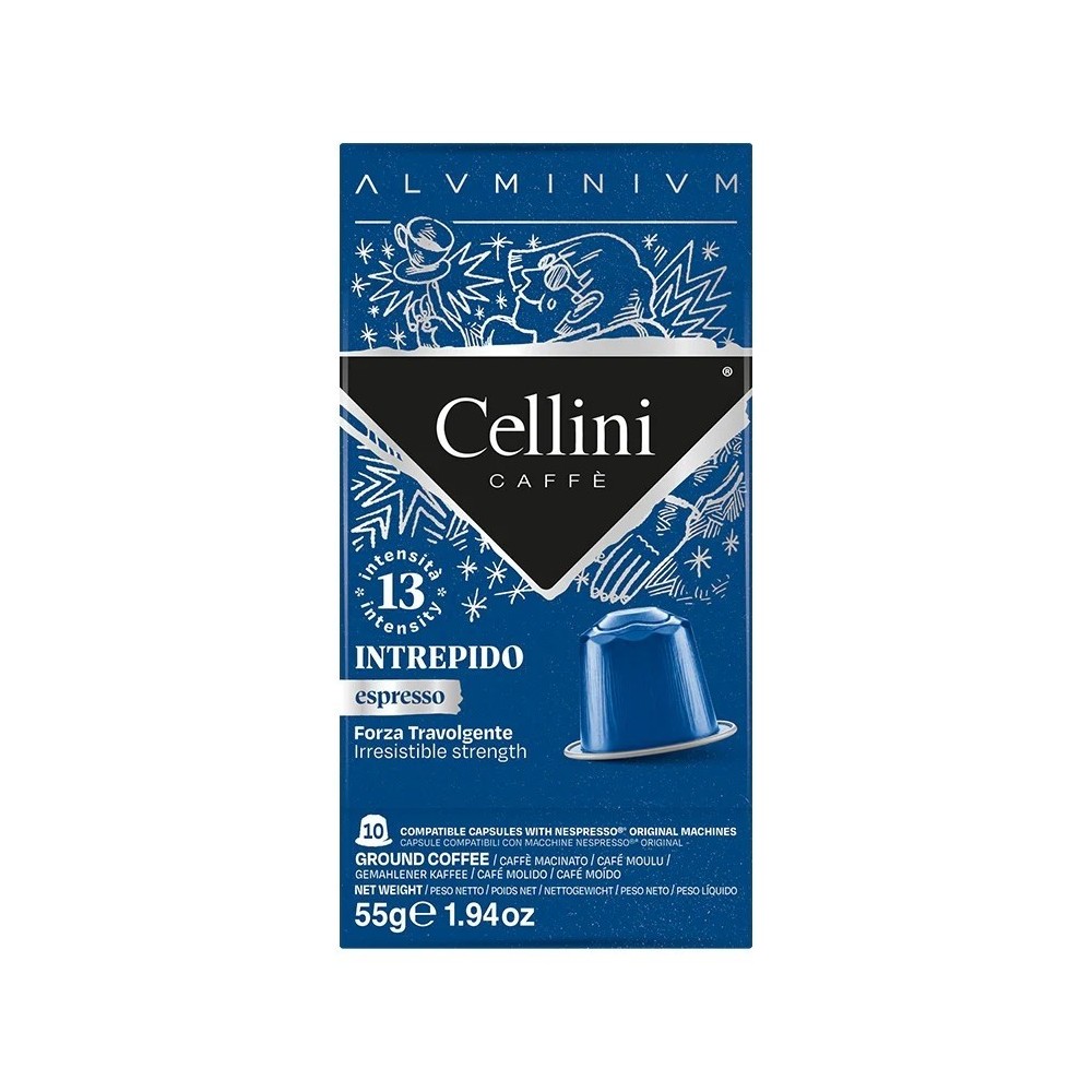 Cellini caffé káva kapsle nespresso interpido 20% arabica/80% robusta 10ks