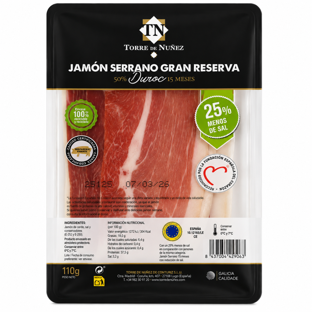Torre de nuñez jamón serrano gran reserva 15měsíců zrání 100g