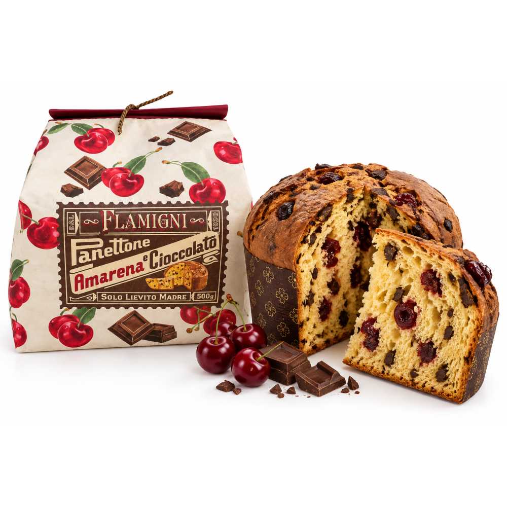 Flamigni panettone višně amarena a čokoláda vánoční bábovka 500g