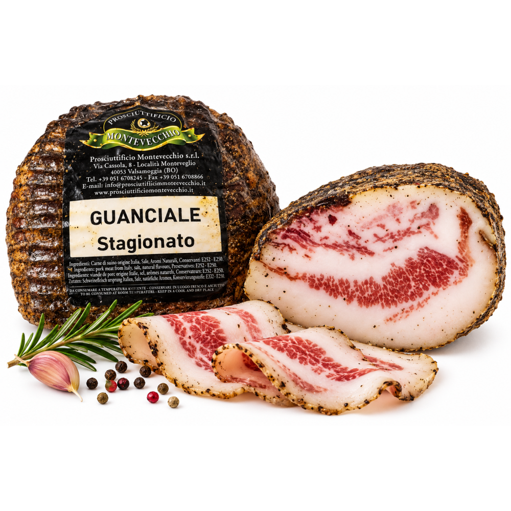 Montevecchio guanciale stagionato kořeněné vepřové líčko 1kg