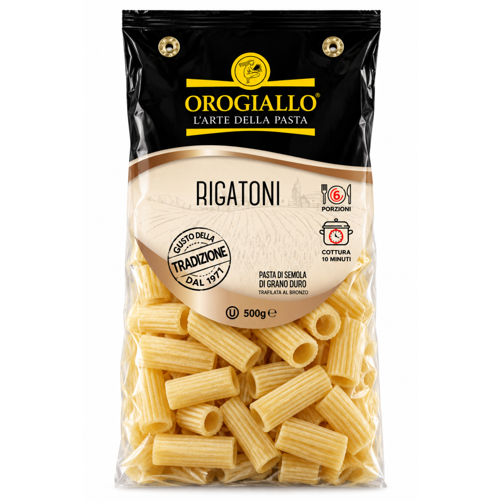 Orogiallo rigatoni těstoviny sušené bezvaječné 500g
