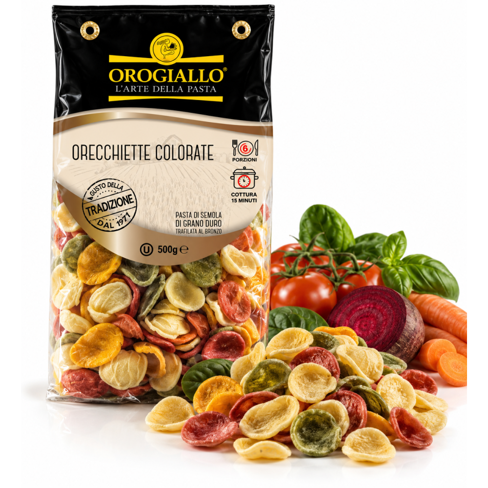 Orogiallo orecchiette barevné těstoviny sušené bezvaječné 500g