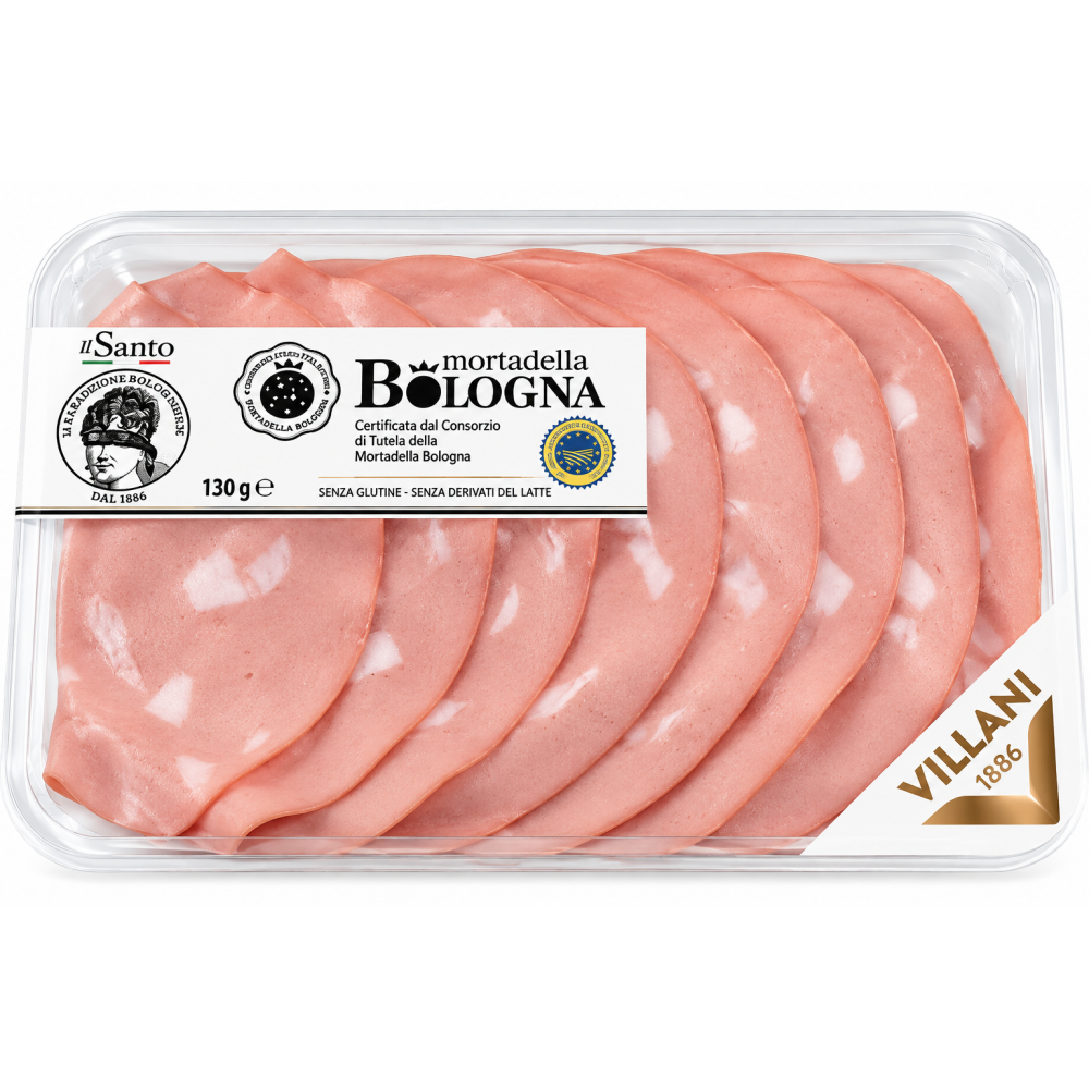 Villani mortadella boloňská la santo měkký salám igp 130g