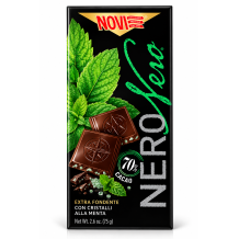 Novi nero čokoláda 70% s krystali máty 75g