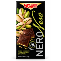 Novi nero čokoláda 70% hořká s pistáciemi 75g