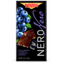 Novi nero 70% čokoláda s borůvkami a mandlemi 75g