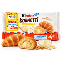 Ferrero kinder kornetti crema al latte s náplní mléčného krému 6 ks 270g