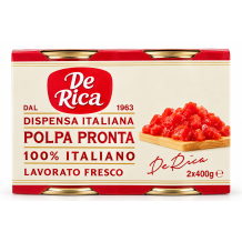 De Rica polpa pronta rajčata bez slupky nakrájená na kostky 800g