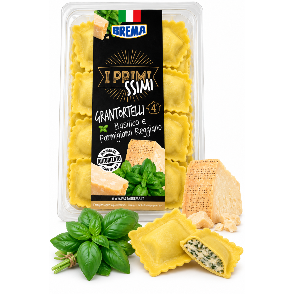 Brema i primissimi grantortelli čerstvé plněné těstoviny parmezánem a bazalkou 250g