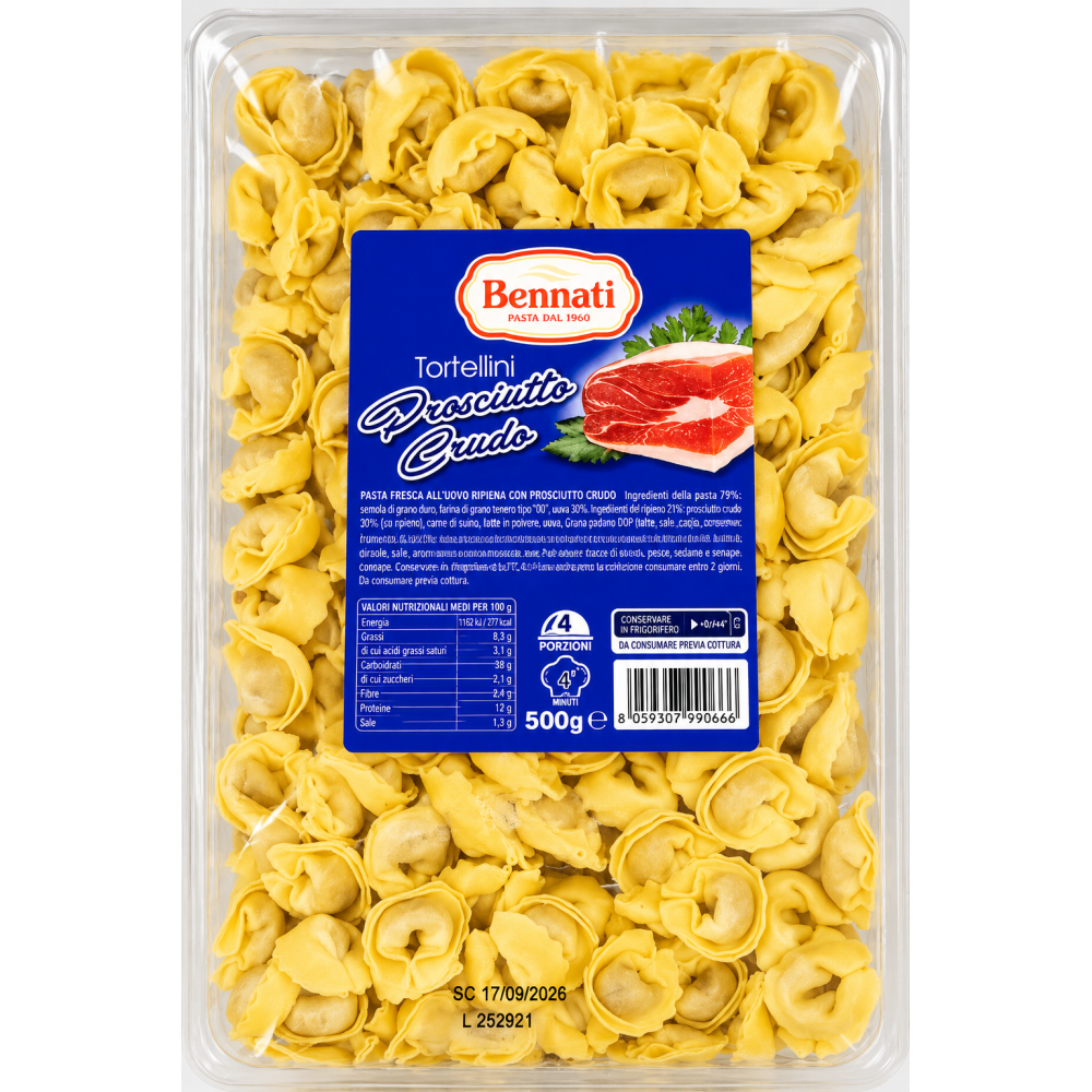 Bennati tortellini prosciutto crudo plněné čerstvé těstoviny 500g