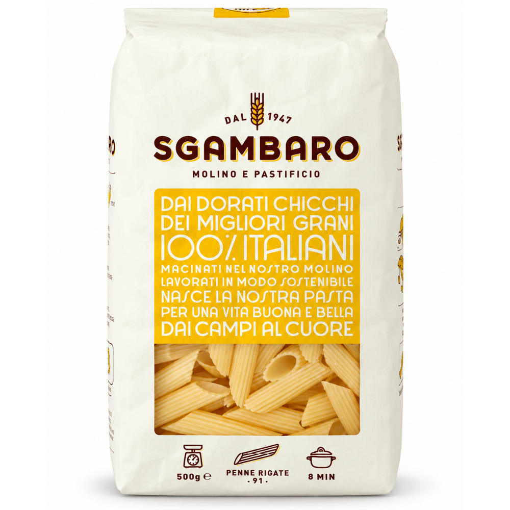Sgambaro sušené bezvaječné těstoviny penne rigate traf.al bronzo 500g