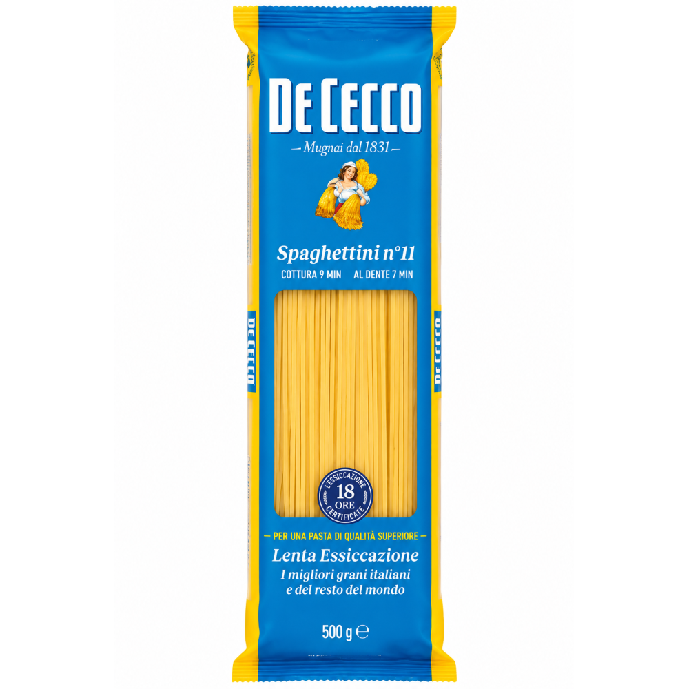 De cecco spaghettini sušené bezvaječné těstoviny n.11traf.al bronzo 500g