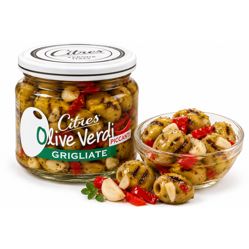 Citres olivy grilované pikantní bez pecek s chilli a česnekem 230g
