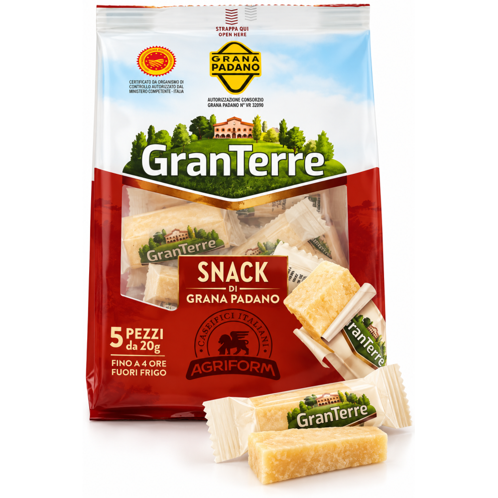 Agriform granterre grana padano d.o.p. kravský sýr snack 5 ks 100g