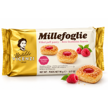 Matilde vincenzi millefoglie listové sušenky s malinovou náplní 90g