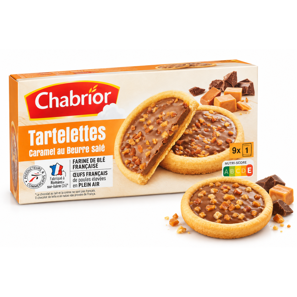 Chabrior Tartelettes caramel karamelové tartaletky s mléčnou čokoládou 125 g