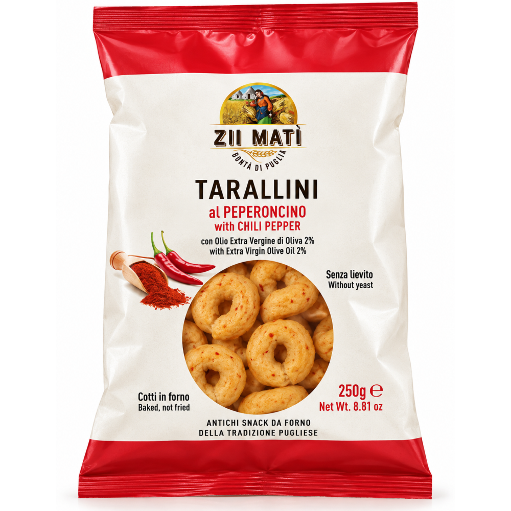 Zii Matì Tarallini Peperoncino pikantní slané sušenky  250g