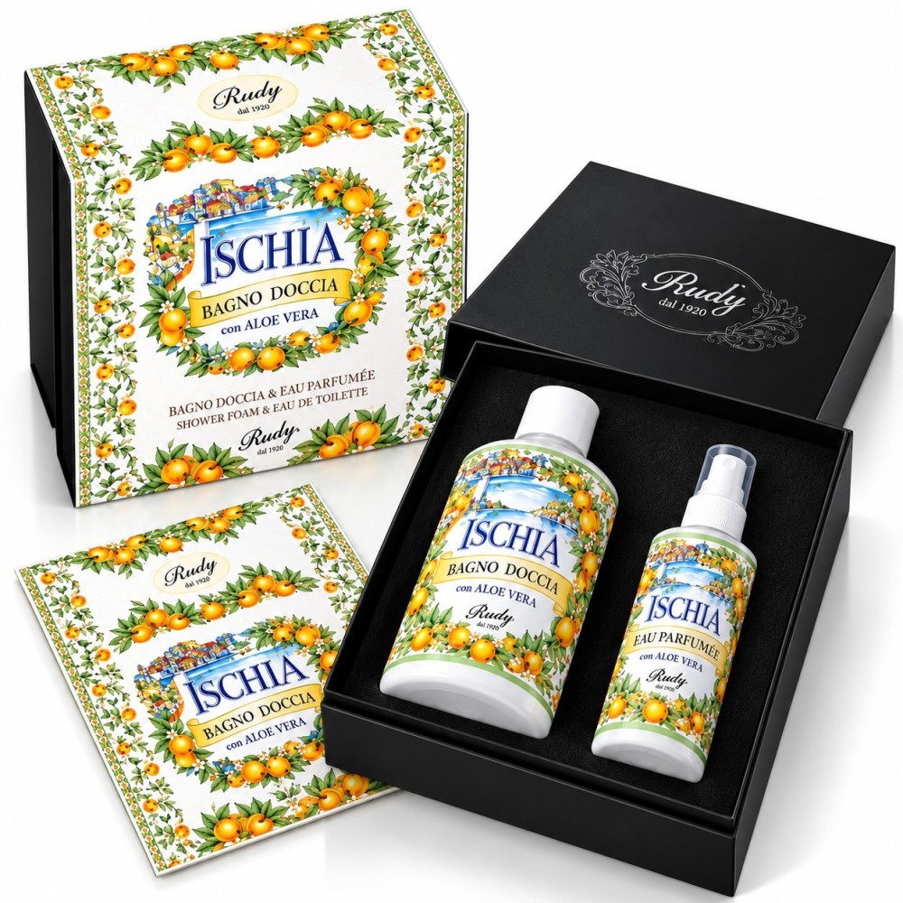 Rudy dárková krabička ischia se sprchovým gelem 250ml a parfémovanou vodou   100ml