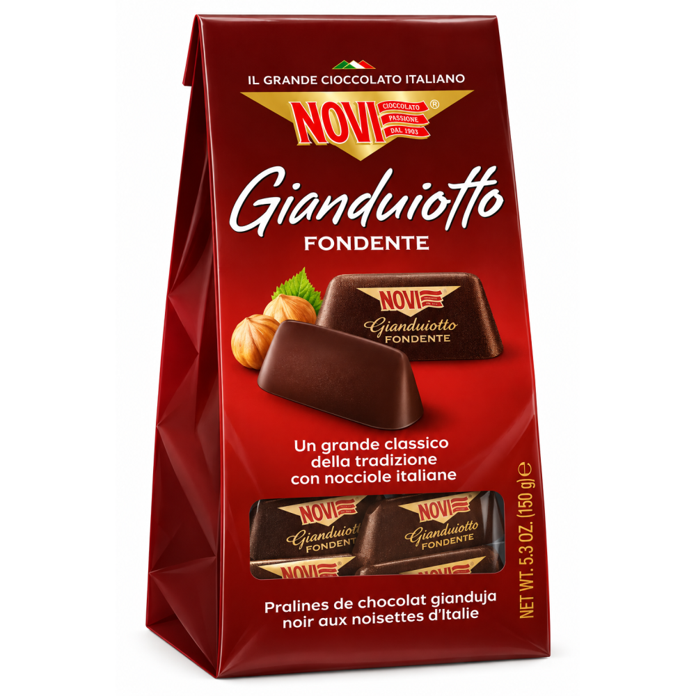 Novi gianduiotto fondente hořké čokoládové pralinky s lískovými oříšky 150 g